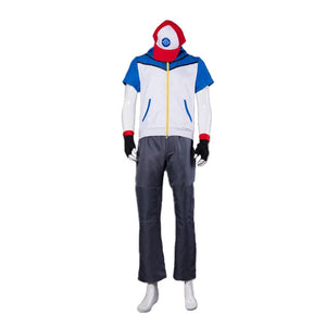 Anime Pokémon Ash Ketchum Jacket Outfit Cosplay Costume with Free Hat