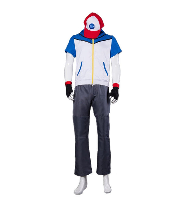Anime Pokémon Ash Ketchum Jacket Outfit Cosplay Costume with Free Hat