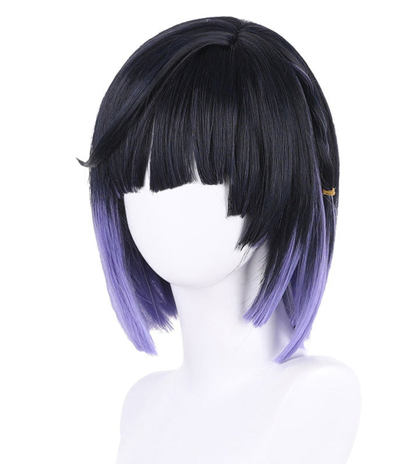 Game Genshin Impact Yelan Black Gradient Purple Cosplay Wigs