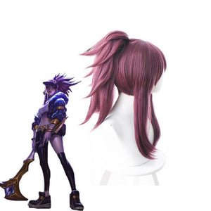 LOL KDA Skin Akali 45cm Long Purple Ponytail Cosplay Wigs