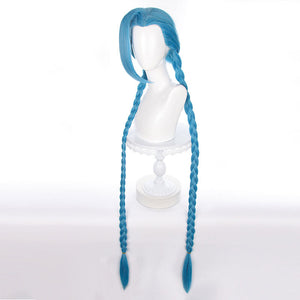 Game LOL Arcane Jinx Long Blue Bunches Cosplay Wigs