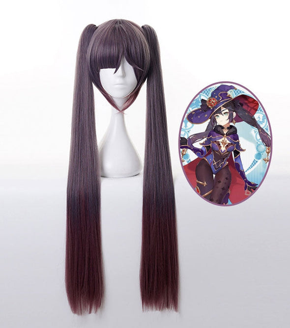 Genshin Impact Mona Megistus Double Ponytail Cosplay Wigs