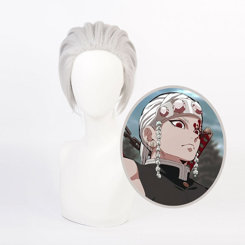 Demon Slayer Kimetsu no Yaiba Uzui Tengen Silver Gray Cosplay Wigs