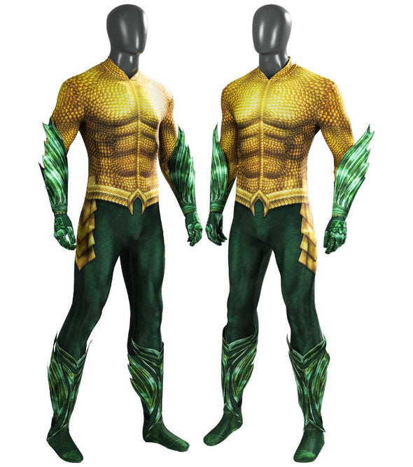 Aquaman 2 Arthur Curry Gold Jumpsuit Cosplay Costumes