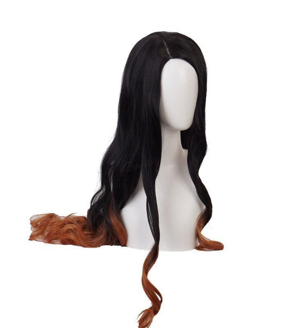 Demon Slayer / Kimetsu no Yaiba Nezuko Kamado Cosplay Wig Black Brown Long Wave Cosplay Wigs 