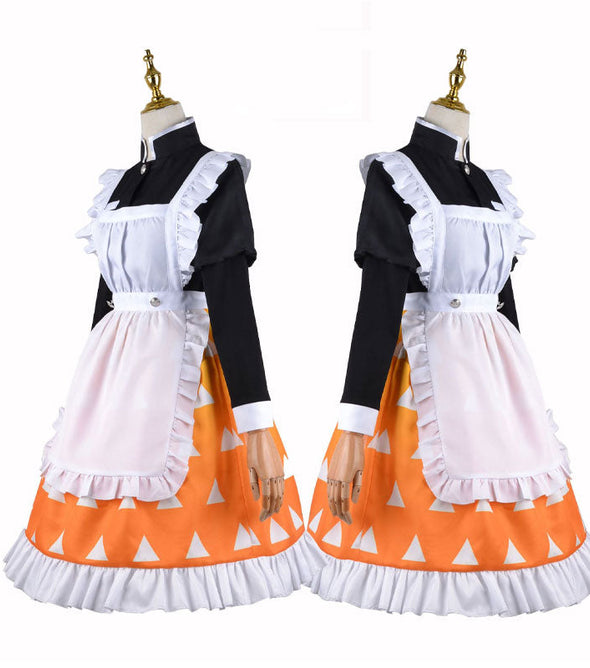 Demon Slayer Kimetsu no Yaiba Zenitsu Agatsuma Lolita Maid Cosplay Costumes