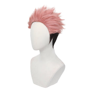 Anime Jujutsu Kaisen Ryomen Sukuna Short Pink Gradient Black Cosplay Wigs