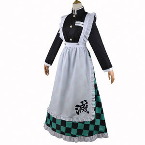 Demon Slayer Kimetsu no Yaiba Tanjiro Kamado Maid Dress Cosplay Costumes