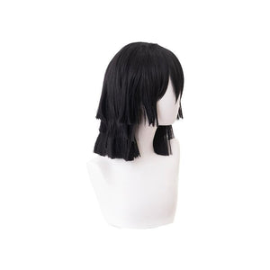 Anime Demon Slayer Kimetsu no Yaiba Iguro Obanai Short Layer Black Cosplay Wigs