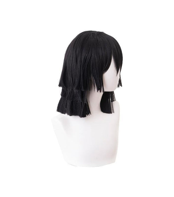 Anime Demon Slayer Kimetsu no Yaiba Iguro Obanai Short Layer Black Cosplay Wigs