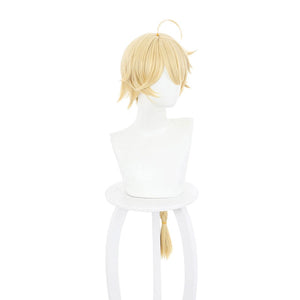 Game Genshin Impact Traveler Aether Blonde Ponytail Cosplay Wigs