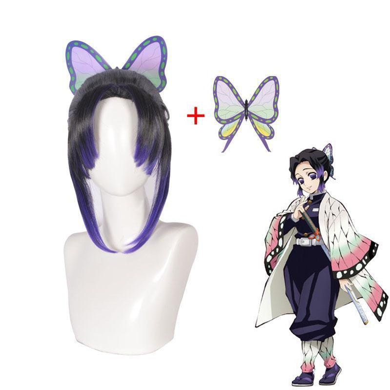 Demon Slayer Kimetsu no Yaiba Kochou Shinobu Short Purple Cosplay Wig