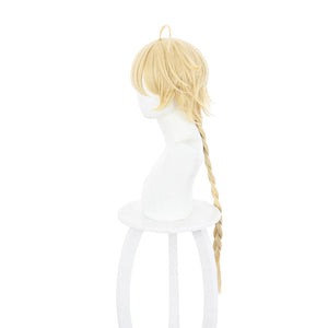 Game Genshin Impact Traveler Aether Blonde Ponytail Cosplay Wigs