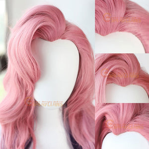 LOL Seraphine Pink Gradient Purple Wavy Cosplay Wigs