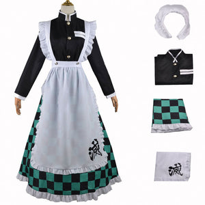 Demon Slayer Kimetsu no Yaiba Tanjiro Kamado Maid Dress Cosplay Costumes