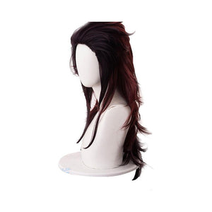 Anime Demon Slayer Kimetsu no Yaiba Tanjirou Kamado Red Mix Black Long Ponytail Cosplay Wigs