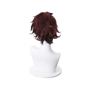 Anime Demon Slayer Kimetsu no Yaiba Tanjirou Kamado Short Wine Red Men Cosplay Wigs