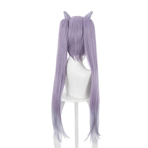 Game Genshin Impact Keqing Ponytails Mixed Purple Cosplay Wig with Ears