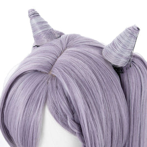 Game Genshin Impact Keqing Ponytails Mixed Purple Cosplay Wig with Ears 