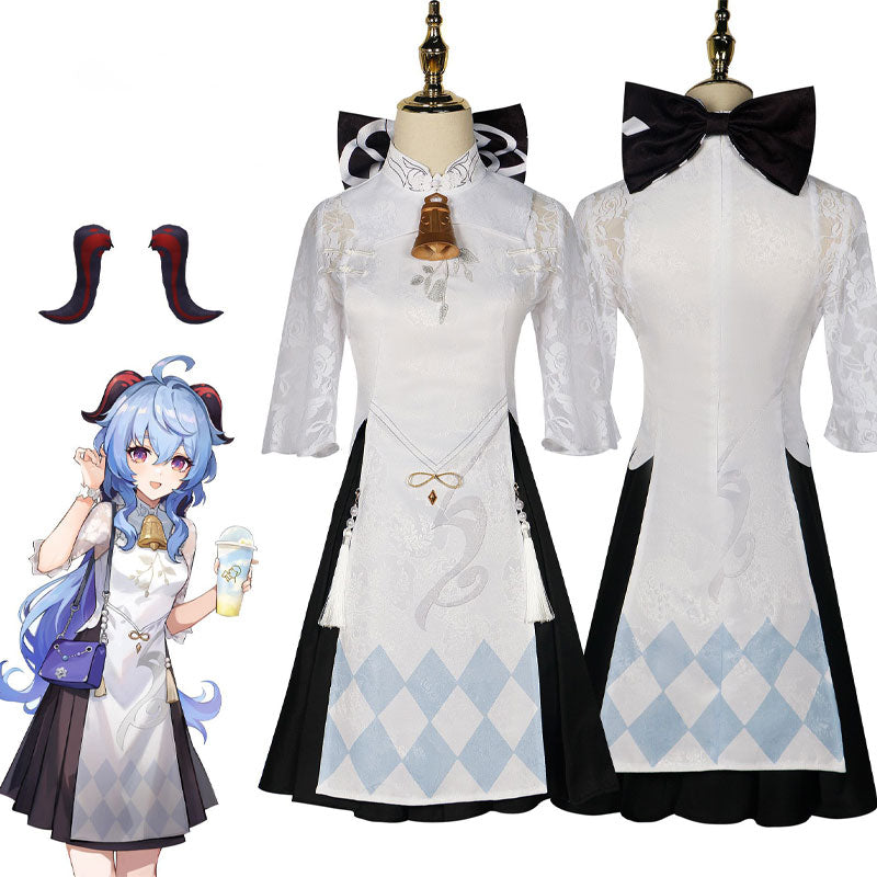 Genshin Impact x HeyTea Ganyu Cosplay Costumes