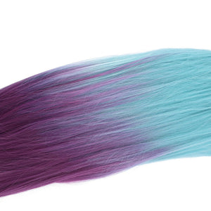 LOL K/DA ALL OUT Seraphine Superstar Cyan Gradient Purple Ponytail Cosplay Wigs