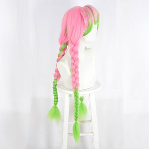 Anime Demon Slayer: Kimetsu no Yaiba Kanroji Mitsuri Cosplay Wig Pink Mixed Green Weave Long Wigs