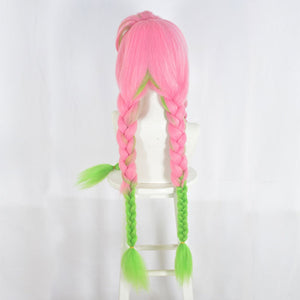 Anime Demon Slayer: Kimetsu no Yaiba Kanroji Mitsuri Cosplay Wig Pink Mixed Green Weave Long Wigs