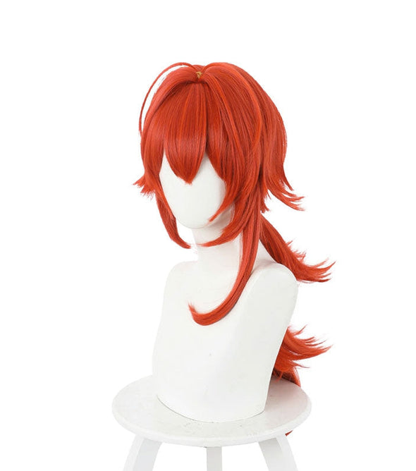 Game Genshin Impact Diluc Ragnvindr Orange Cosplay Wig 