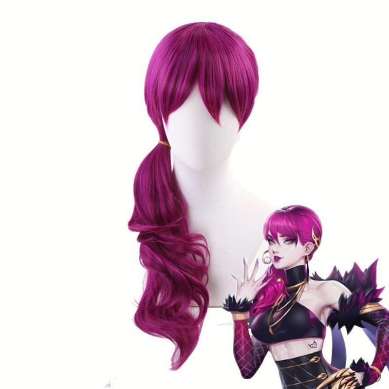 LOL KDA Evelynn Long Braid Hot Pink Cosplay Wigs