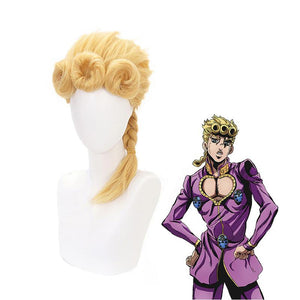 Anime JoJo's Bizarre Adventure Golden Wind Giorno Giovanna Long Blond Cosplay Wigs