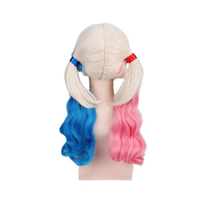 Movie Suicide Squad Harley Quinn Long Pink and Blue Cosplay Wigs