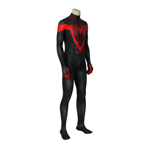 Movie Spider-Man: Into the Spider-Verse Miles Morales Spiderman Elastic Force Jumpsuit Cosplay Costume with Free Headgear 