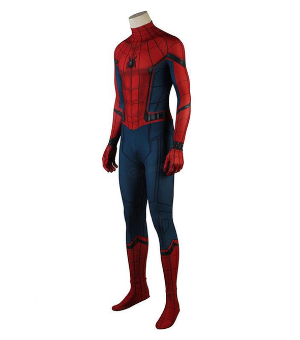 Movie Spider-Man: Homecoming Peter Parker Spiderman Jumpsuit Elastic Force Cosplay Costume with Headgear
