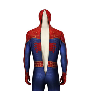 Movie Spider-Man: Into the Spider-Vers Peter Parker Spiderman Jumpsuit Elastic Force Cosplay Costume with Headgear