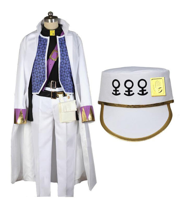 Anime JoJo's Bizarre Adventure Diamond is Unbreakable Kujo Jotaro Cosplay Costume with Hat