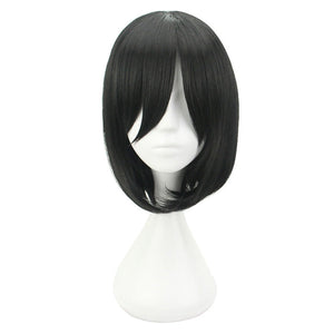 Anime Attack on Titan Mikasa Ackerman Short Black Cosplay Wigs